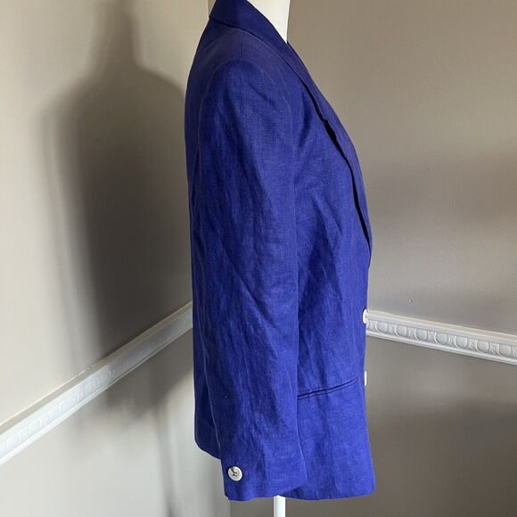 Vintage David N Petites Women’s Blazer 100% Linen Purple Size 10 - Picture 3 of 12